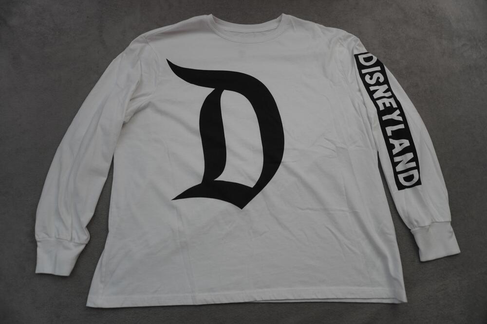 Disneyland Shirt Mens 2XL White Long Sleeve Big D Logo Graphic Tee Disney